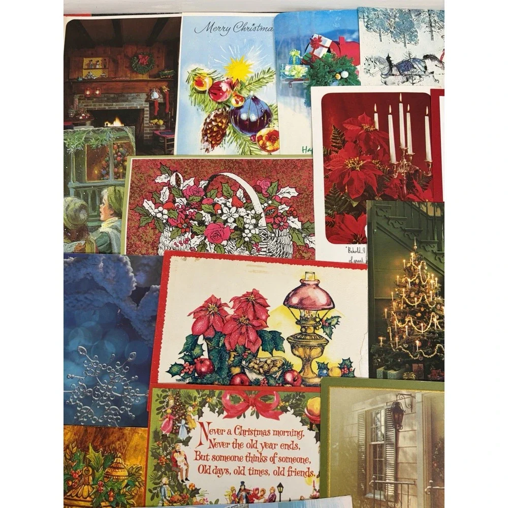 Vintage Christmas Cards Fronts ONLY Traditional Scrapbooking Decoupage Lot 50+